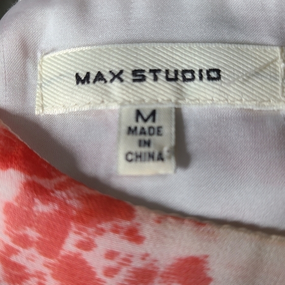 MAX STUDIO Mid Length Sheer Abstract Print White & Red Sleeveless Dress Size Med - Picture 9 of 10